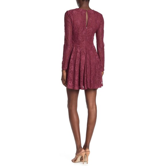 NWT Nordstrom Jolt Burgundy Lace Fit & Flare Dress - Picture 2 of 2